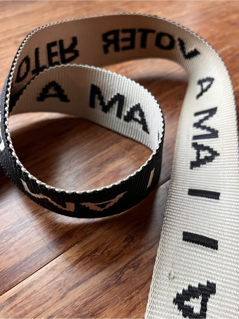 Clare V I AM A VOTER Black and Cream Crossbody Bag Strap - Picture 6 of 8